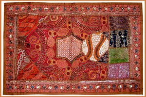 PARCHE DE CUENTAS DE LENTEJUELAS TAPIZ DE PARED ANTIGUO BORDADO A MANO/TIRAR DE LA INDIA - Imagen 1 de 4