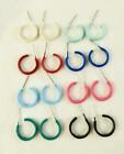 Colorful 1/2" Enamel Small Hoop Earrings-Choice of Colors