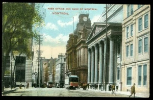 POST OFFICE & BANK OF MONTREAL - MONTREAL, QUE POSTCARD - Picture 1 of 1