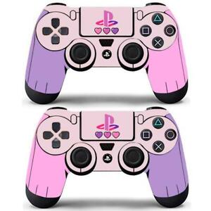 2 Packs PS4 Controller Dualshock Vinyl Decal Stickers Pastel Pink Purple Hearts