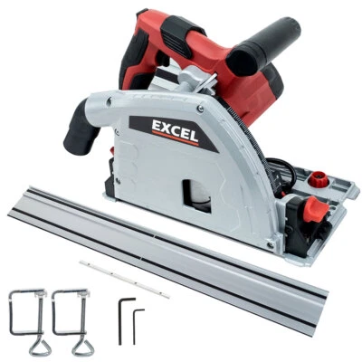 EXCEL Circular Plunge Saw with with Guide Rail Set, Clamps Set & 165mm Blade 240V
