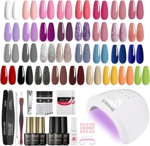 Kit Semipermanente Unghie, 33 Coloris Rosa Viola Grigio Blu Marrone Smalto Unghi - Picture 1 of 12