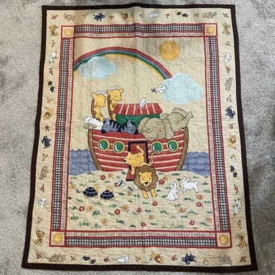 Manta Edredón Bebé Arca de Noé Marrón Tostado Aprox 34"x44" Foto 1 de 4