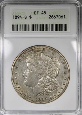 1894-S Morgan Dollar ANACS XF45 Soapbox Holder Circulated KEY DATE $1 - Image 1 of 4