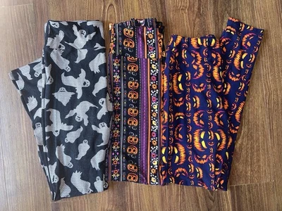 LuLaRoe Halloween Leggings Paquete 3 Pares OS Fantasma Calabaza Jack-o-lantern Foto 1 de 3