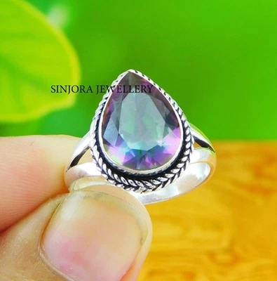 Anello fatto a mano in argento sterling 925 con pietra preziosa topazio... - Immagine 1 di 3