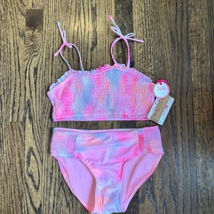 NWT Justice Pink Tie Dye Ruched Bikini Set Kid’s Size XL - Picture 1 of 8