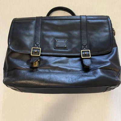 Bolsa carteiro masculina Cole Haan couro preto maleta bolsa de viagem - Imagem 1 de 4
