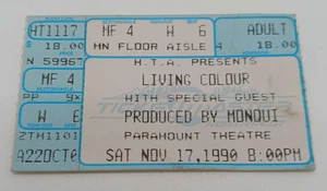 Living Colour Concert Ticket Stub – FRONT ROW FLOOR – Seattle | Nov 17, 1990 - Picture 1 of 2