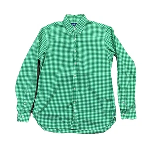 Ralph Lauren Custom Fit Green Gingham Check Button Down Shirt Medium - Picture 1 of 7