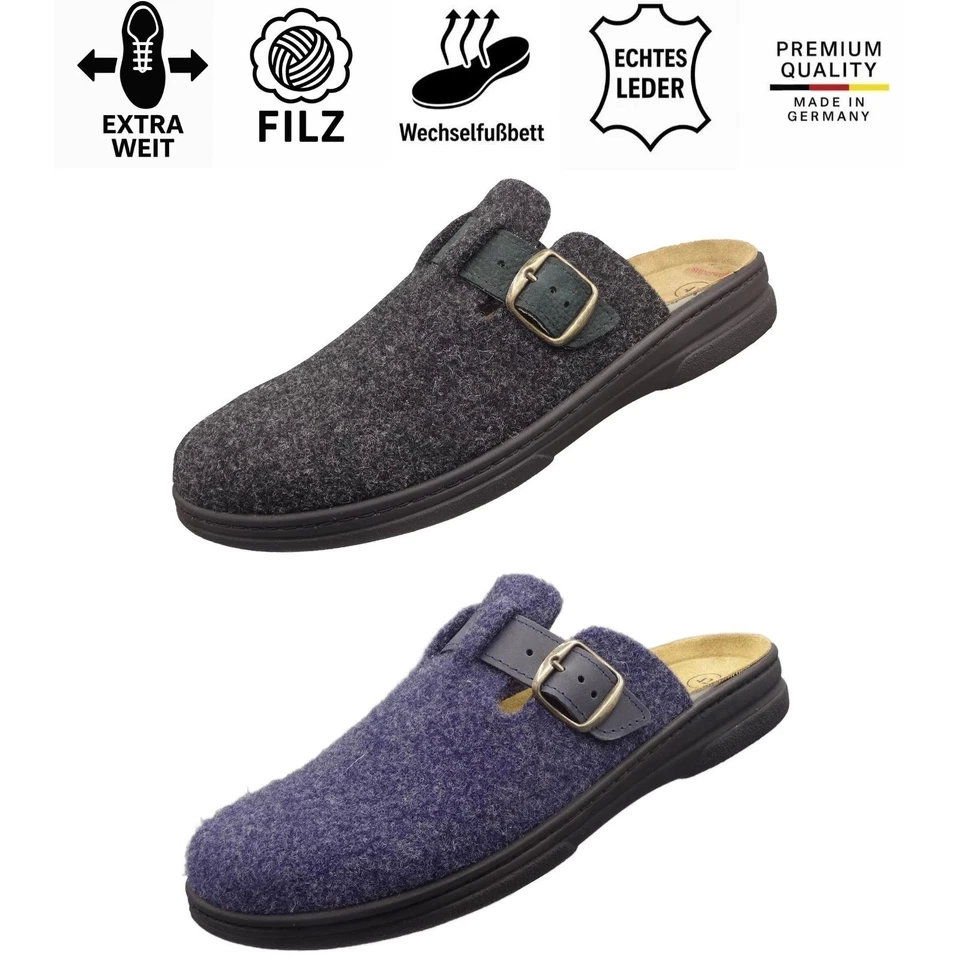 Algemare Herren Hausschuhe H-Weite SUPERWEIT Filz Pantoletten 8815 Gr. 40-47 - Bild 1 von 1