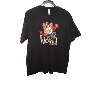 Camiseta para mujer de lona negra cuello redondo con gráficos "Joy To The World" talla 3XL Foto 1 de 4