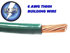 THHN 6 AWG GAUGE GREEN NYLON PVC STRANDED COPPER BUILDING WIRE 175' - Picture 1 of 1