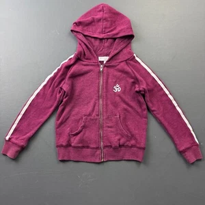 Spiritual Gangster Hoodie Girls Small Zip Up Burgundy Stripe Athleisure Yoga - Picture 1 of 10