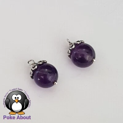 Genuine Pandora Silver Purple Amethyst Swirl Compose Earrings 290637AM Baubles - Image 1 of 4