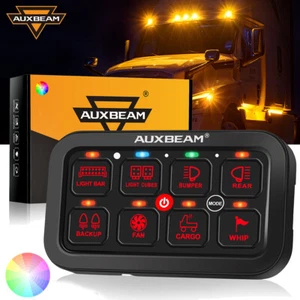 AUXBEAM 8 Gang Switch Panel Kit RGB LED Relay System for Jeep Wrangler JL JT JK - Picture 1 of 12
