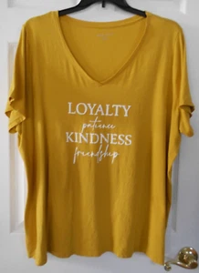AVA & VIV WOMEN'S PLUS 3X YELLOW TOP "LOYALTY PATIENCE KINDNESS FRIENDSHIP" - Picture 1 of 4