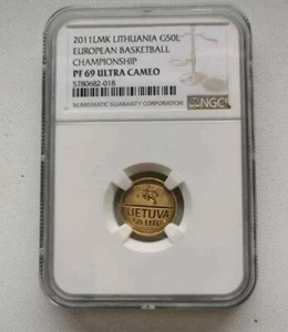 2011 Lithuania  50 Litas  gold coin  Basketball ---NGC PF 69 ULTRA CAMEO---- - Picture 1 of 3
