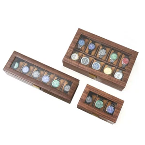 3/6/10 Grids Wooden Watch Box Jewellry Display Storage Organiser Case Gift UK - Picture 1 of 15