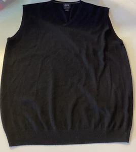 Jos A. Bank Men's Black 100% Merino Wool V-Neck Sweater Vest XL Great Condition - Picture 1 of 4