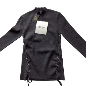 Suéter Gris Maje con Ojales y Corbatas Plateadas Talla 1 - Imagen 1 de 4