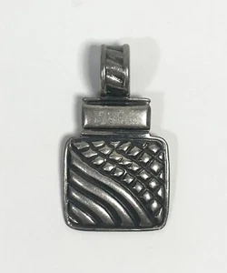 Sterling Silver Pendant 925 Patterned Slide Vintage 1.5” 13.6G - Picture 1 of 6