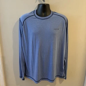Orvis Cotton/Polyester Long Sleeve Blue Crew Shirt Mens Size Large - Picture 1 of 9