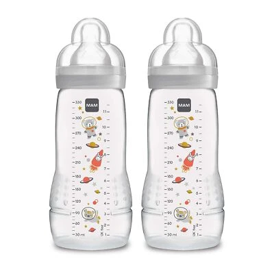 MAM Easy Active Bottle 11 oz (2-Count), Fast Flow Bottles, 4+ Month, Unisex, Gra - Image 1 of 4