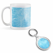 Mug & Round Keyring Set - Blue Ice Texture Frozen Water Lake  #16599