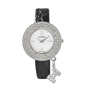 STRADA Austrian Crystal Ladies Watch: Japanese MOVEMENT Initial I Charm NEW - Picture 1 of 6