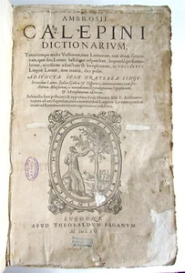 1565 LATIN GREEK DICTIONARY AMBROSII CALEPINI DICTIONARIUM antique MASSIVE FOLIO - Picture 1 of 12