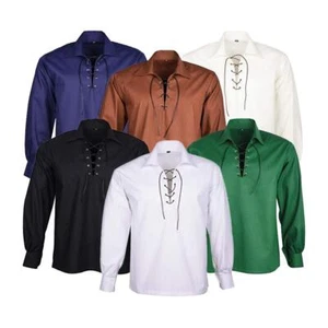 Camisa Jacobite Ghillie Kilt 100% Algodón Camisa Jacobea Escocesa en 9 Colores - Imagen 1 de 11