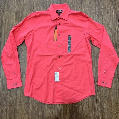 Camisa Apt 9 Para Hombres 16 1/2 Elastizada Calce Ajustado Rosa Oscuro Manga Larga Abotonada Nueva con Etiquetas $45 Foto 1 de 4