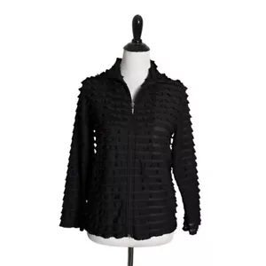 TanJay Jacke Damen S P schwarz Rüschen Stufen durchgehender Reißverschluss durchsichtig Whimsigoth - Bild 1 von 9