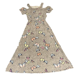 SO Girls Dress Cold Shoulder Butterflies - Size 10 - Gray - Picture 1 of 17