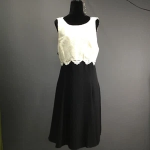 Vintage Jessica McClintock Gunne Sax Dress 13/14 Black White Lace Sleeveless Y2K - Picture 1 of 13