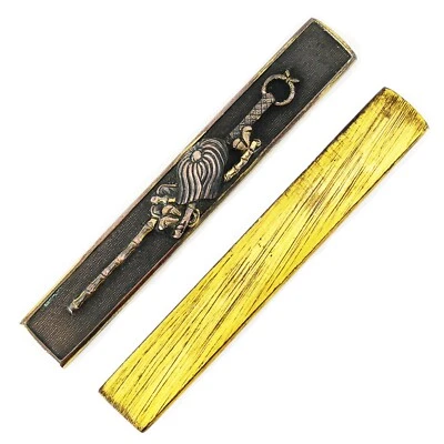 Kozuka Saihai and Gunbai Shakudo Japanese Antique Sword Fitting Samurai Katana - Image 1 of 4