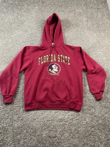 Florida State Seminoles Hoodie Mens Medium Red Yell Sweatshirt Champion FLAW Cover