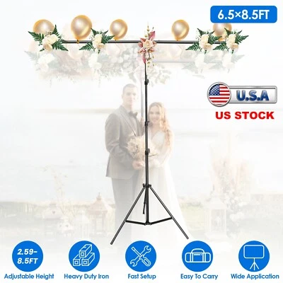 Adjustable Backdrop Stand Kit with 6 Spring Clamps Sandbag Carry Bag for Parties - Image 1 of 4