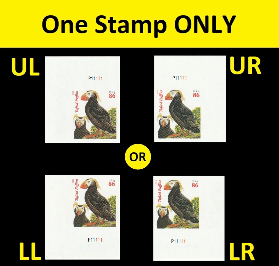 US 4737b Tufted Puffins 86c imperf NDC plate single (orange Year) MNH 2013 - Image 1 of 1