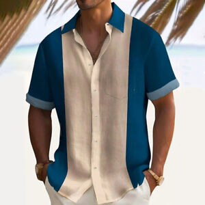 Mens Summer Shirts Button Down Tops Men Vacation Casual Short Sleeve Tee