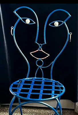 Silla facial de hierro forjado estilo John Risley de mediados de siglo MCM decoración de jardín vintage Foto 1 de 4