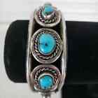 Sterling Silver Native American Genuine Turquois Bracelet Navajo