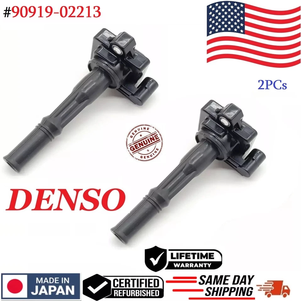 OEM DENSO 2x Ignition Coils For 1995-1999 TOYOTA Paseo Tercel 1.5L #90919-02213 - Image 1 of 1