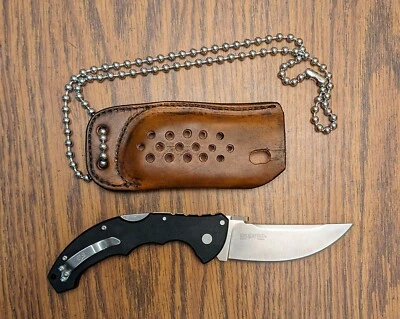 NUEVO ACERO FRÍO S35VN MEDIANO 4 PULGADAS TALWAR + FUNDA DE CUERO PARA CUELLO + CADENA DE BOLAS DE 6 MM Foto 1 de 4