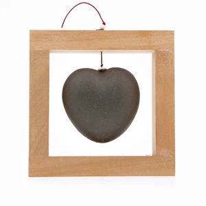 Love Heart - Modern Handmade Ceramic & Wood, Framed Art Decor - Black, Small - Picture 1 of 3