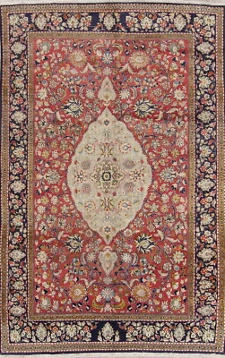 Alfombra oriental tradicional floral vintage anudada a mano alfombra roja de lana 6x10 Foto 1 de 4