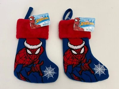 Marvel Spider-Man Fieltro 8.5" Lote de 2 NUEVAS Medias de Navidad o Portatarjetas de Regalo Foto 1 de 4