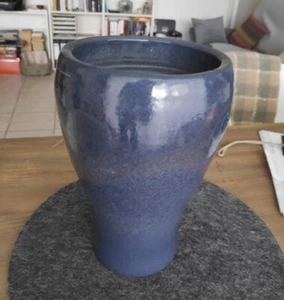 Gunther Lambert Vase Steingut blau handmade - Bild 1 von 7