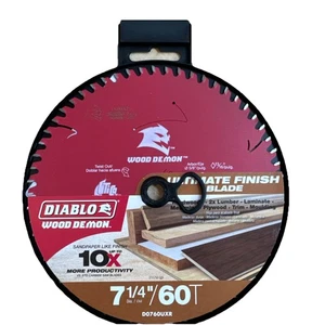7-¼ 60 Tooth Ultimate Finish Wood Demon Carbide Saw Blade Diablo Tools D0760UXR - Picture 1 of 6